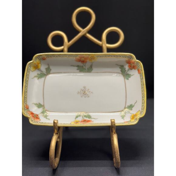 Vintage Nippon Hand-Painted Trinket Dish – 7.5" W x 4.5" H - Picture 1 of 10